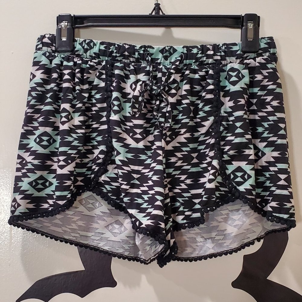 No Boundaries Medium Mint and Black Tribal Shorts